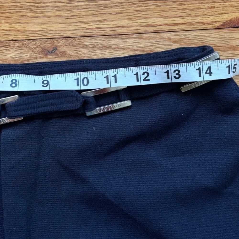 Vertigo Paris Navy Blue Flared Trousers Made in France Silver Hardware Size 10 - Picture 4 of 6